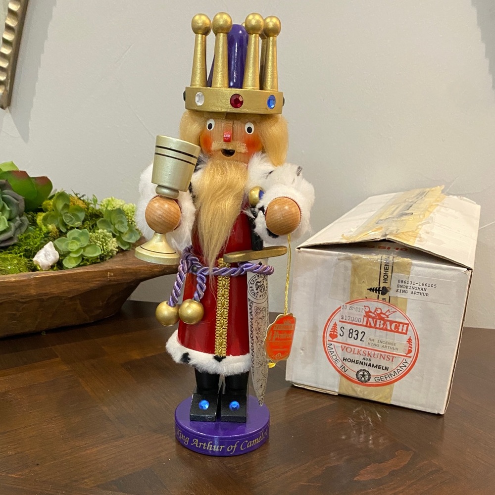 STEINBACH NUTCRACKER KING ARTHUR INCENSE SMOKER S832 12.5" TALL IN ORIG BOX